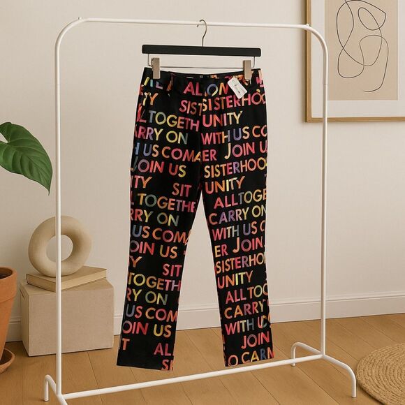 New York & Company Audrey High-Waisted Ankle Script-Print Pant  Sz 8 - Picture 2 of 11